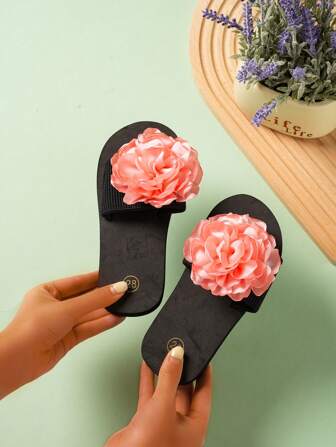 1 双女童时尚休闲拖鞋，软底蝴蝶结和泡沫拖鞋