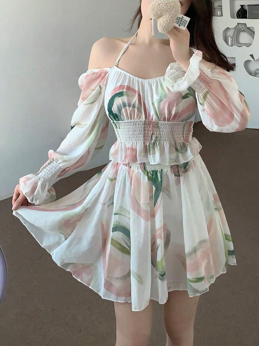 Floral Printed Tankini Set Summer - Multicolor - View 1