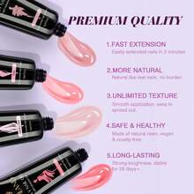 Saviland Poly Nail Extension Gel Kit - 6 Colors Poly Gel Nail Kit Starter Kit with Nail Lamp White Pink Nail Gel with Slip Solution Nail Tools All-in-one for Home DIY Set - 6 色聚美甲凝膠套件 - 查看 4