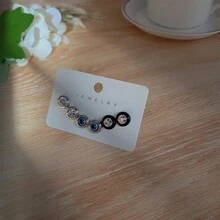 3對流行的幾何圓形耳環套裝,適合女性日常佩戴 - 彩色 - 查看 7