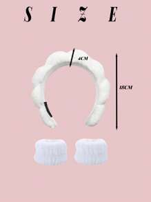 3pcs White Wave Shape Elegant Solid Padded Headband Wrist Band, Skincare, Room Decor, Home Decor, Bedroom Decor, Bathroom, Christmas Gifts, Bathroom Decor, Travel, Travel Stuff, Wedding, Christmas Party, Mom Gifts, Home, Room, House Decor, Christmas Gift, Gifts For Mom, Birthday, Pink Room Decor, Living Room Decor, Bedroom, Gifts For Men, Dad Gifts, Mushroom, New Years, Mom, Accessories, Gifts For Dad, Friends, Funny Gift - White - View 2
