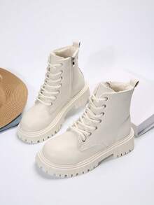 新款女士时尚保暖内衬保暖流行靴 - 米色 - 查看 2