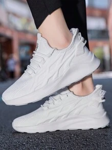 女士网球鞋跑步鞋轻便运动鞋女式健身房健身休闲步行鞋白色