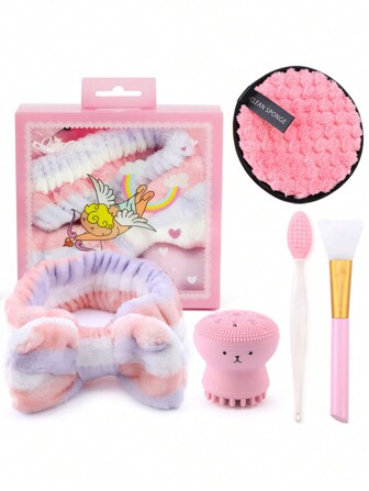 HMQ beauty 美容护肤工具套装，用于去角质、去除黑头和卸妆，包括海绵、硅胶刷、章鱼面膜刷、发带、洁面工具和化妆头带、护肤、房间装饰、家居装饰、卧室装饰、浴室、圣诞礼物、浴室装饰、婚礼、圣诞派对、妈妈礼物、家居、房间、家居装饰、圣诞礼物、生日、新年、趣味礼物、护肤头带、美容、护肤产品、水疗、自我护理、护肤工具、面部护理、美容师用品、皮肤、洗面奶、面部