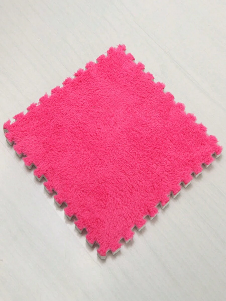 4 件/套拼接毛絨泡沫拼圖墊,臥室客廳地板地毯,溫暖柔軟的家用赤腳墊