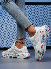 女款四季厚底運動鞋,輕盈柔軟鞋底,白色,美國碼44、45 - 白色 - 查看 4