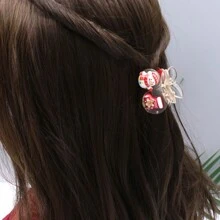 1個女性櫻桃聖誕老人髮夾,可愛節日裝飾