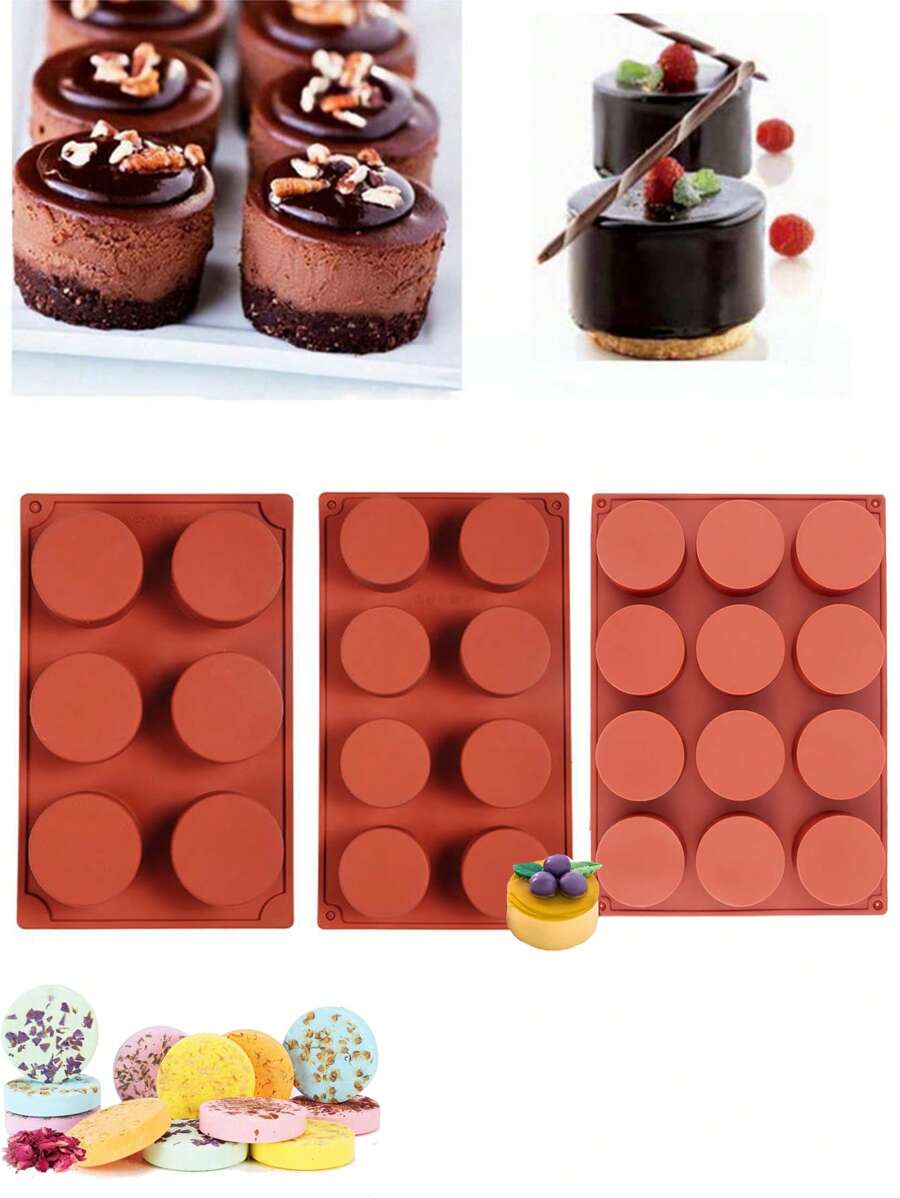 1pc Cylinder Silicone Molds for Baking,  Mousse Cake 3D Silicone Baking Molds for Brownie French Dessert Mold Pastry Ice Cream,Soap, Candle, Cupcake, Pudding, Jello, Muffin