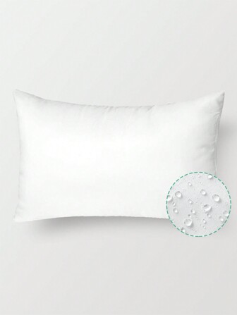 1pc White Outdoor Waist Pillow Core With Waterproof Cover And Hidden Zipper, Indoor And Outdoor Home Garden Balcony Living Room Sofa Decorative Item, Comfortable Lumbar Support Cushion Core, Bedding, Pillow Inserts, Pillows For Bed