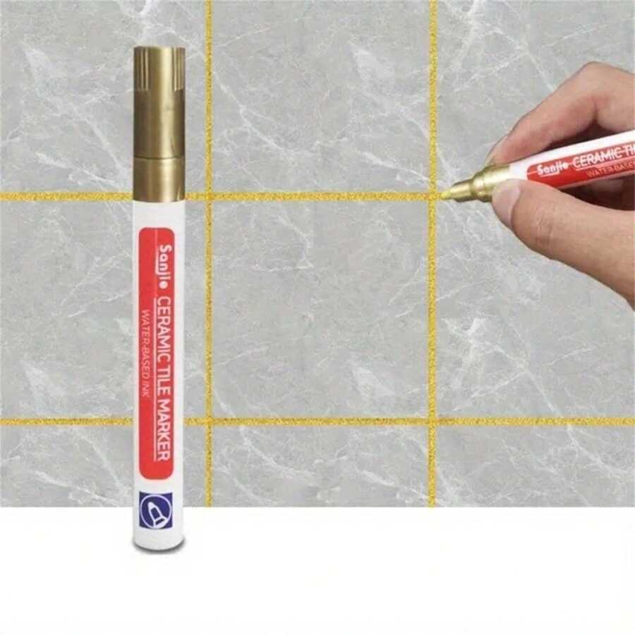 1支白色防水瓷磚筆,牆縫線筆,適用於瓷磚地板浴室除污汙縫線修復工具 - 金的 - 查看 1