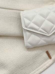 Women's Quilted Diamond Pattern Fashion Short Wallet - White - View 9