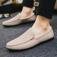 1pair Fashionable Driving Loafers, Spring/Autumn 2023 Style, Casual Men's Loafers (Note: Shoes Run Small, Please Buy One Size Up) - Beige - View 1