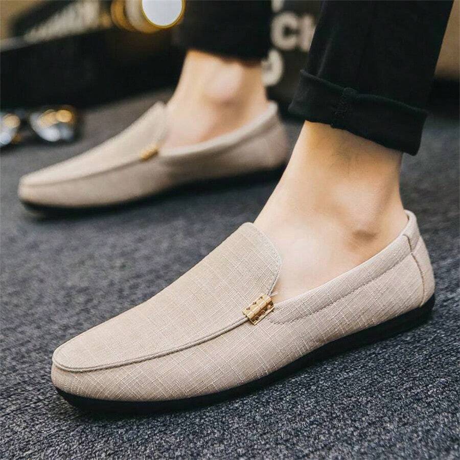 1pair Fashionable Driving Loafers, Spring/Autumn 2023 Style, Casual Men's Loafers (Note: Shoes Run Small, Please Buy One Size Up) - Beige - View 1