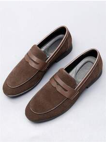 QZTZX Men's Plain Simple Loafers, Spring & Autumn Business Style Suede Slip-On Sneakers Without Laces