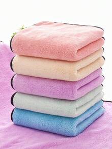 1pc Random Color Coral Fleece Pet Bath Towel Ultra Absorbent Microfiber Towel For Cats And Dogs - Multicolor - View 4