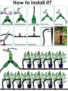 一套25/50件可调节8孔花园滴灌系统喷嘴，带1/4''接口，适用于4/7mm园艺管，可插入土壤，用于果树、蔬菜、花卉等植物的节水灌溉，适用于农业花园苗圃、庭院、温室、阳台、草坪、菜地。可以作为节日礼物送给热爱花园的父母或祖父母。,园艺工具, 园艺工具 - 彩色 - 查看 8
