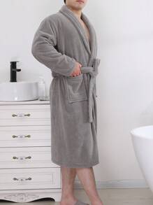 Nam Xám Dứa Kiểm tra Áo choàng tắm - Xám - Xem 1