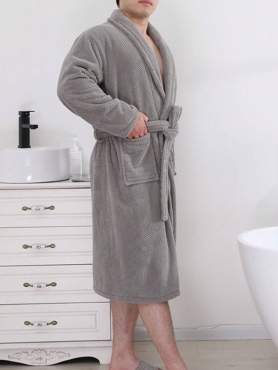 Nam Xám Dứa Kiểm tra Áo choàng tắm - Xám - Xem 1