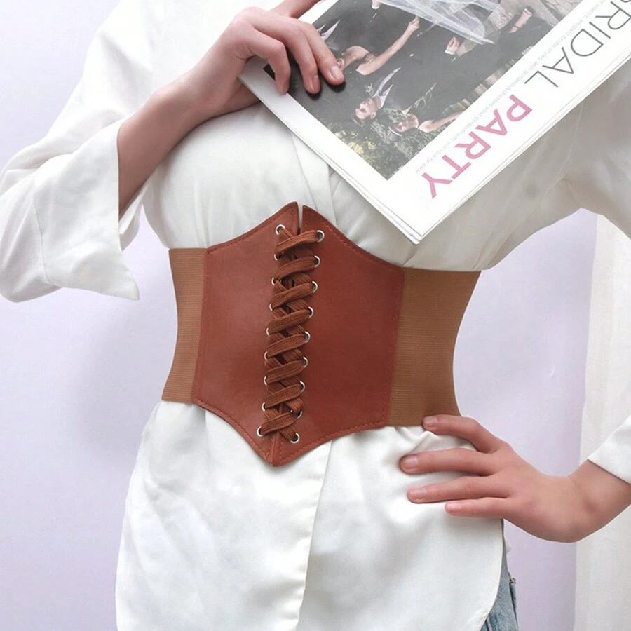 1入彈性伸展女性腰帶,適用於裙子、西裝外套,寬腰部收緊帶裝飾腰帶