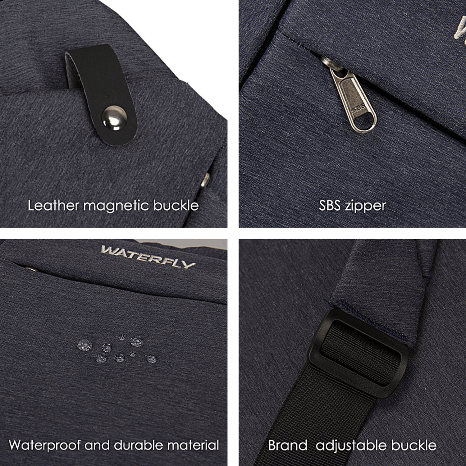 WATERFLY Sling Crossbody Chest Bag Slim AntiTheft Cross Body Bag Over