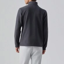 TECTOP Men Quarter Zip Pullover Fleece Sweater With Convenient Zipper Long Sleeve Sweatshirt Lightweight Thermal Jacket - Grey - View 4