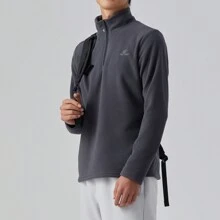 TECTOP Men Quarter Zip Pullover Fleece Sweater With Convenient Zipper Long Sleeve Sweatshirt Lightweight Thermal Jacket - Grey - View 2