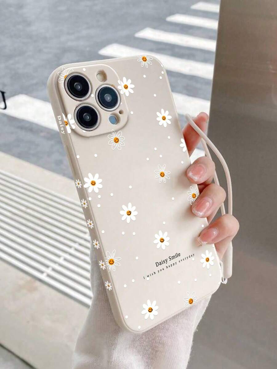 Daisy Smile Pattern Phone Case With Lanyard Compatible With IPhone&Samsung