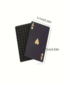 1set Black/Gold Playing Cards, Waterproof Playing Cards & Flexible Poker Cards With Box, Perfect For Party, Game, Cardistry, Magic Trick - Gold - View 2