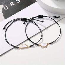 2 Miếng Màu vàng Tình bạn mặt trời Vòng tay , Cặp đôi Bạn Vòng tay , Quà tặng lễ hội - Bạc - Xem 3