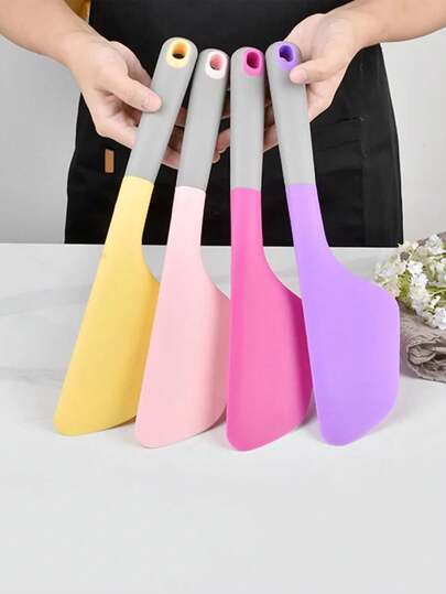 1入隨機色大號矽膠刮板,烘焙製作蛋糕面餅乳油拌攪工具
