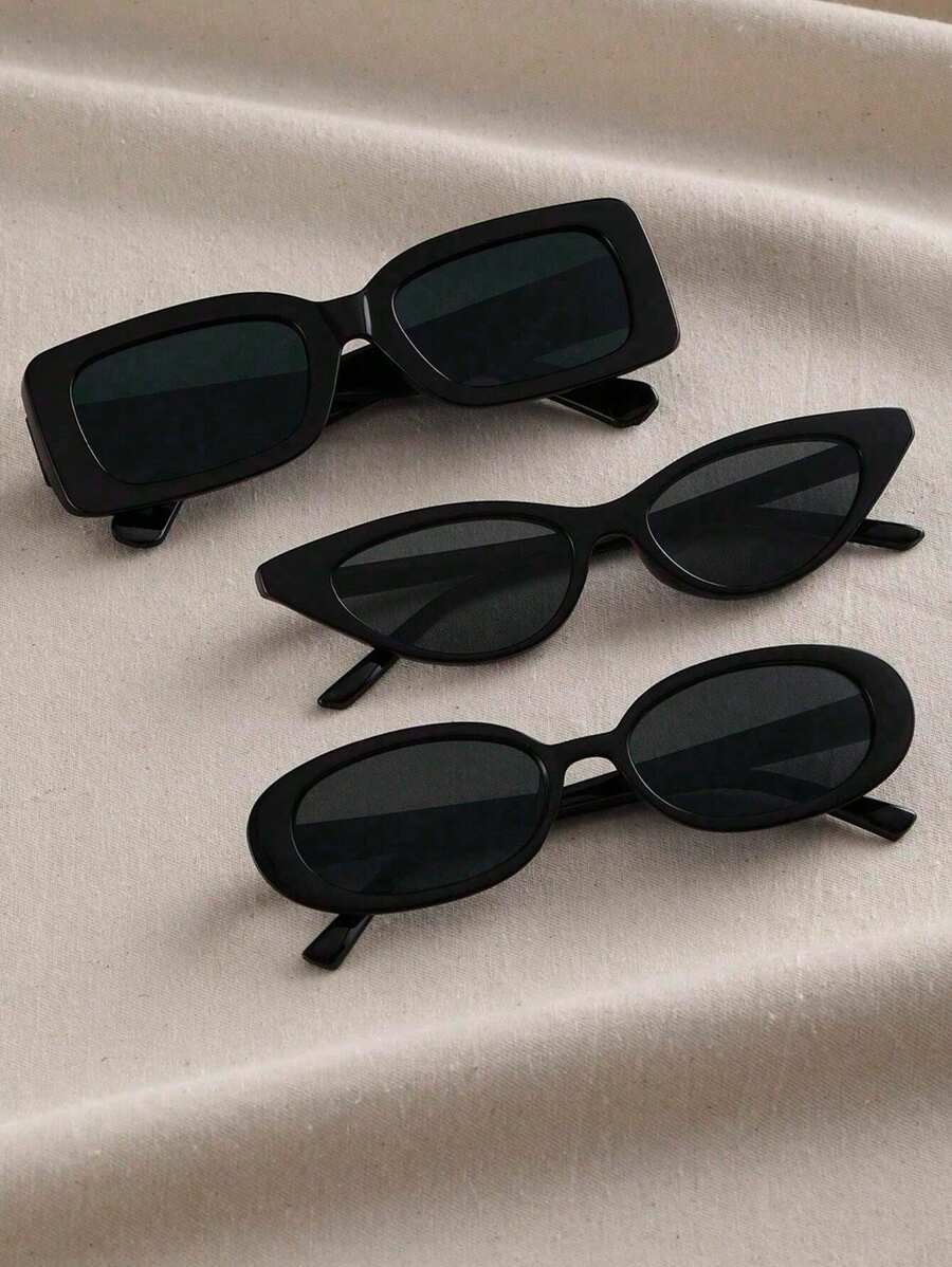 3 Pairs European And American Style Fashionable And Unique Square/ Triangle Shaped Fashion Glasses