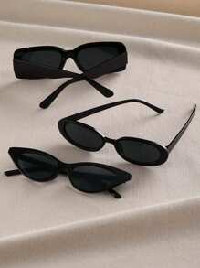 3 Pairs European And American Style Fashionable And Unique Square/ Triangle Shaped Fashion Glasses