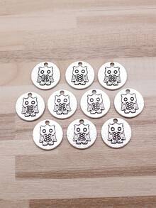 10入組/袋20x20mm（0.79x0.79英寸）古銀色貓頭鷹吊墜,適用於diy珠寶製作 - 古銀色-10pcs - 查看 1