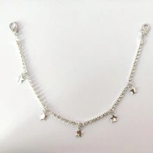 1 pieza Cadena de zapato con colgante de estrella de cristal brillante, accesorio de zapato versátil y de moda - Plateado - Ver 5