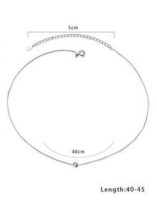 Nooxian 1pc Copper Beaded Collarbone Necklace - Silver - View 3