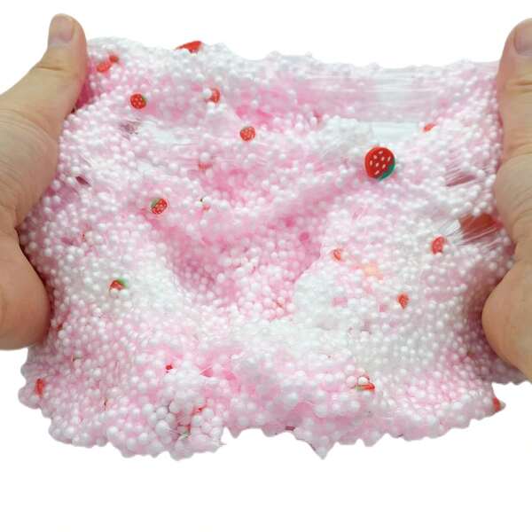 Strawberry Crunchy Slime,Butter Fluffy Foam Balls Slime kit ,Super Soft