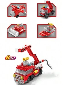 142 piezas Juego de bloques de construcción de partículas pequeñas 6 en 1 con temática de bomberos, policía y tanque para el desarrollo de la inteligencia de los niños y regalos de cumpleaños, decoración de habitaciones, regalos de invierno, bombero