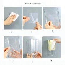 1pc Wall mounted toilet paper box, Transparent punching free towel suction box, Household bathroom toilet kitchen napkin storage box.