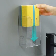1pc Wall mounted toilet paper box, Transparent punching free towel suction box, Household bathroom toilet kitchen napkin storage box.