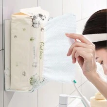 1pc Wall mounted toilet paper box, Transparent punching free towel suction box, Household bathroom toilet kitchen napkin storage box.