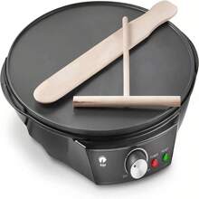 Crepera Eléctrica De 30cm (12 Pulgadas) Antiadherente, Temperatura Ajustable - Negro - Ver 1