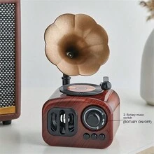 1pc Vintage Music Box Phonograph Shape Gift, Mini Clockwork Classic Music Box Hand Crank For Table Decoration - Red - View 5