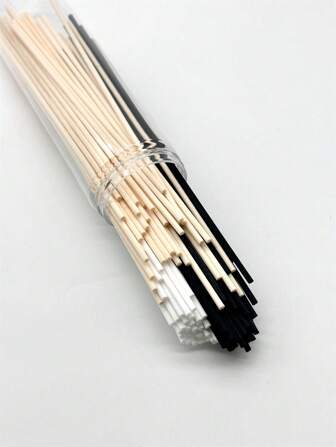 100 件装 3 色透明塑料瓶，带香薰藤条扩散器，家居香薰挥发棒