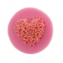 1入組粉紅色心形和藤蔓設計矽膠模具,婚禮派對蛋糕烘焙裝飾,廚房diy巧克力模型,膠糖工具