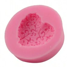 1入組粉紅色心形和藤蔓設計矽膠模具,婚禮派對蛋糕烘焙裝飾,廚房diy巧克力模型,膠糖工具