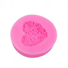 1入組粉紅色心形和藤蔓設計矽膠模具,婚禮派對蛋糕烘焙裝飾,廚房diy巧克力模型,膠糖工具