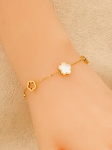 1 件不锈钢贝壳梅花波西米亚派对手链女士原创设计手镯珠宝情人节