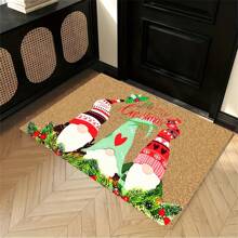 1pc Christmas-themed Santa Claus Printed Anti-slip Doormat For Hallway Entrance, Christmas Rug - Green - View 1