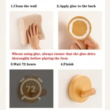 4入組木質衣架,矩形和圓角設計,無需鑽孔掛在走廊,浴室等地的衣帽掛組織者