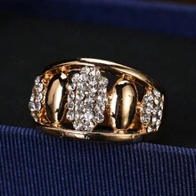 1set Full Diamond Gold Color Ladies' Bracelet And Ring Set For Wedding Bridal Jewelry - Gold - View 4